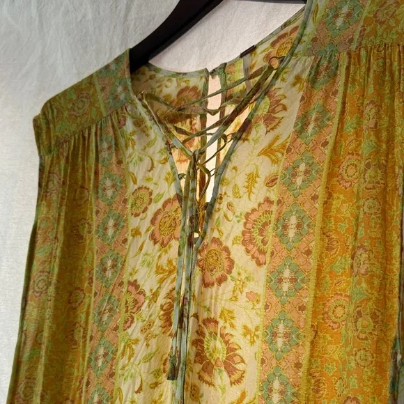 Free People Mustard Green Floral Maxi Dress - Picture 3 of 5